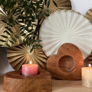 Bougeoir Cœurs en bois