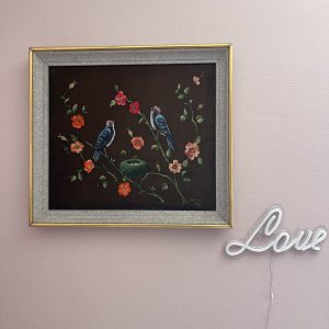 Ancienne Broderie d'Art et Peinture sur Soie