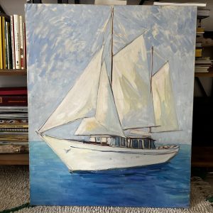 Peinture sur Toile Ancienne Le voilier