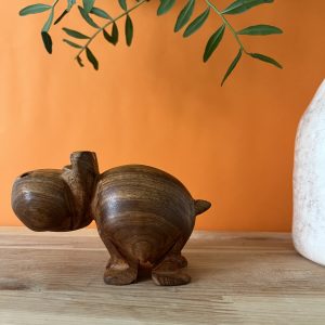 Hippopotame en Bois Sculpté Main