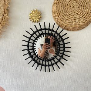 Miroir Soleil Rotin