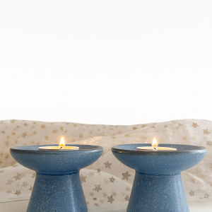 Paire de Bougeoirs Céramique Bleu