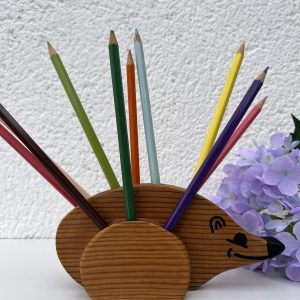 Hérisson en Bois Vintage Porte Crayons