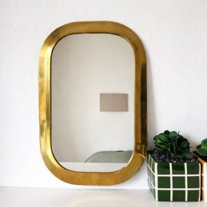 Miroir En Laiton Massif Vintage
