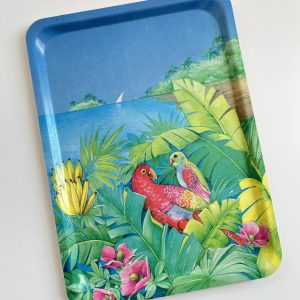 Plateau de Service Vintage Décor Exotique