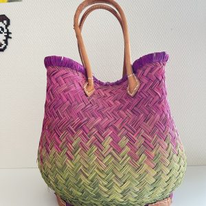 Cabas En osier Anse en Cuir