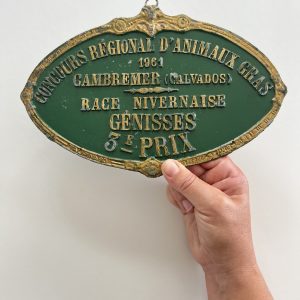 Plaque de Concours Agricole Ancienne Cambremer (Calvados) Race Nivernaise, 3ème Prix