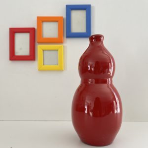 Vase Décoratif Calebasse en Terre Cuite Vernissée Rouge