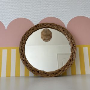 Miroir Rond Rotin Vintage