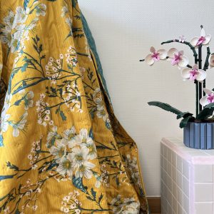 Boutis Réversible Imprimé Fleuri et Bleu/vert