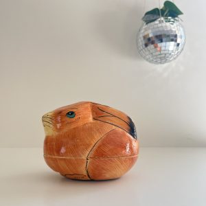 Vide-poches & Boîte à Bijoux Lapin en Papier Mâché – Artisanat Vintage du Cachemire