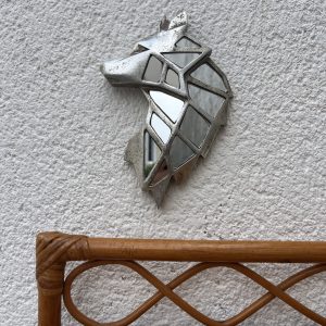 Miroir Mural Tête de Loup Géométrique — Décoration Design Modern Low-Poly
