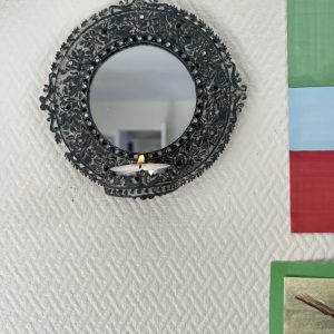 Miroir Mural Applique en Métal avec Porte-Bougie