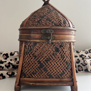 Boîte-Panier Vintage en Bambou et Rotin Tressé