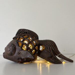 Lanterne Japonaise Vintage en Fonte en Forme de Poisson Carpe Koi